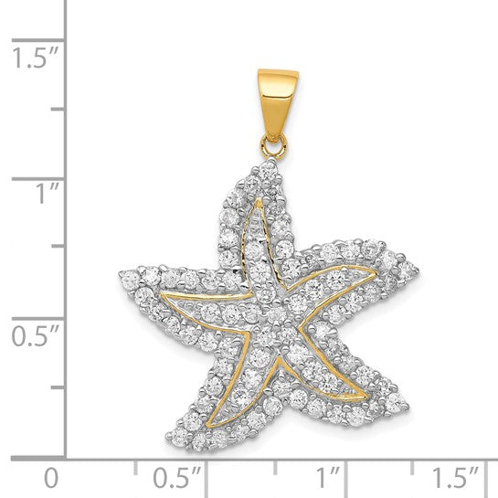 Sterling Silver Gold Plated CZ Star Fish Pendant