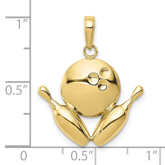 10K/14K Yellow Gold Bowling Pin & Ball Pendant