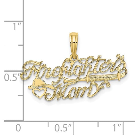 10K Yellow Gold Firefighter Mom Pendant