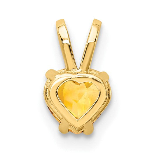 14K Yellow Gold .4 Carat Heart Shaped Natural Citrine Pendant