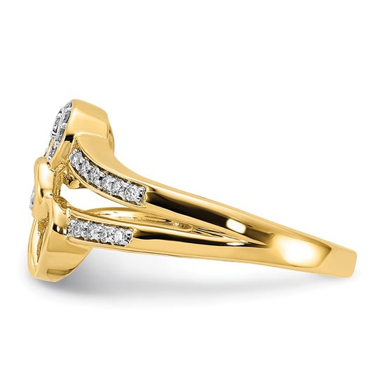 14K Yellow Gold Diamond Accent Double Stacked Heart Ring