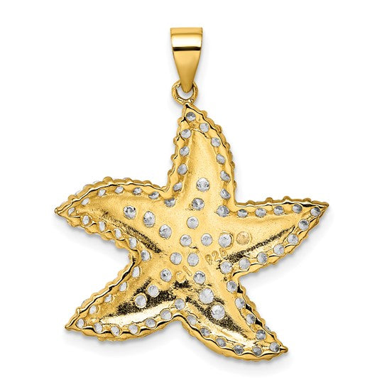 Sterling Silver Gold Plated CZ Star Fish Pendant