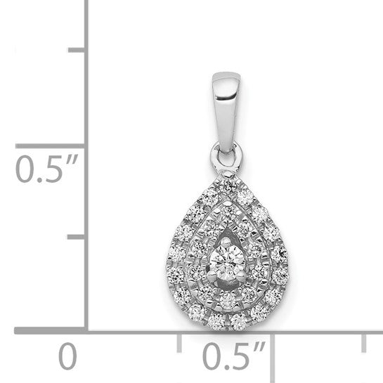 14K White Gold 1/4 Carat Diamond Cluster Tear Drop Pendant