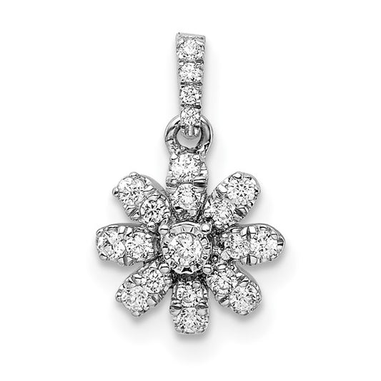 14K White Gold 1/6 Carat Diamond Flower Pendant