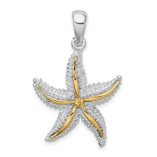 Sterling Silver 14K Gold Two Tone Star Fish Pendant