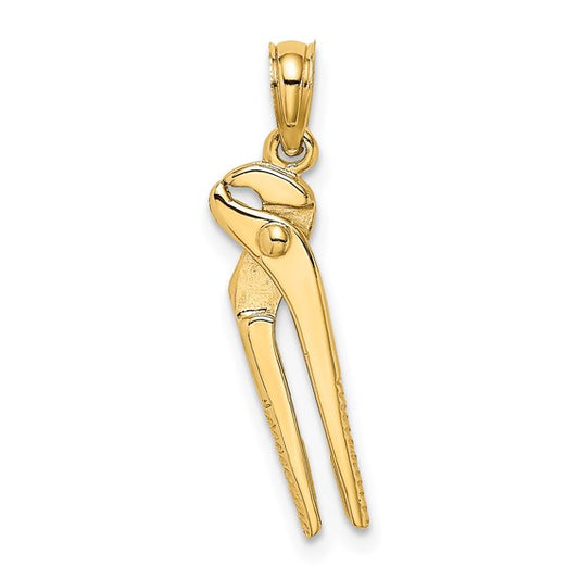 10K Yellow Gold 3D Moveable Channel Locks Pendant