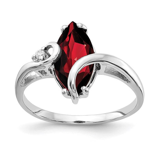 14K White Gold 2 Carat Fancy Setting Natural Garnet & Diamond Ring