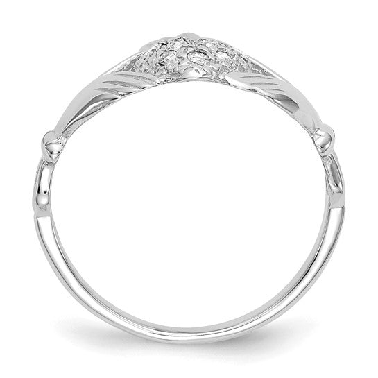 14K White Gold Diamond Claddagh Ring