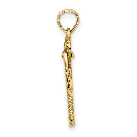 10K Yellow Gold 3D Moveable Channel Locks Pendant