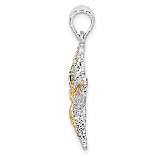Sterling Silver 14K Gold Two Tone Star Fish Pendant