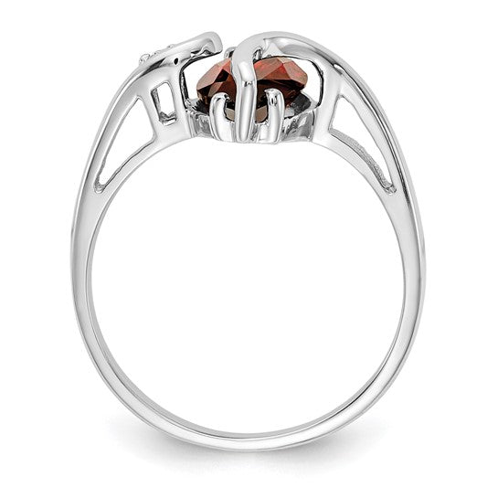 14K White Gold 2 Carat Fancy Setting Natural Garnet & Diamond Ring