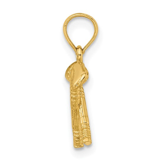 10K Yellow Gold Golf Club And Balls 3D Pendant