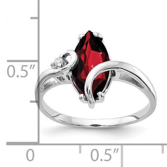 14K White Gold 2 Carat Fancy Setting Natural Garnet & Diamond Ring