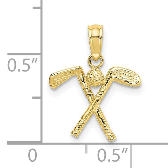 10K Yellow Gold Golf Club And Balls 3D Pendant