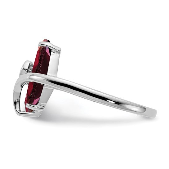 14K White Gold 2 Carat Fancy Setting Natural Garnet & Diamond Ring