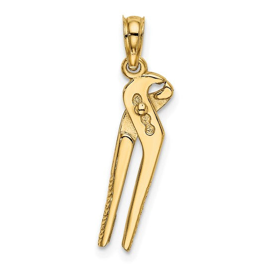 10K Yellow Gold 3D Moveable Channel Locks Pendant