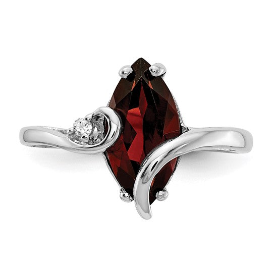 14K White Gold 2 Carat Fancy Setting Natural Garnet & Diamond Ring