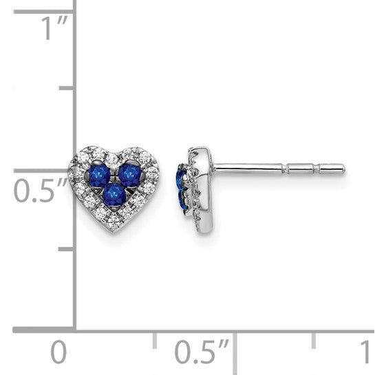 14K White Gold Natural Sapphire & Diamond Cluster Heart Square Oval Circle Earrings