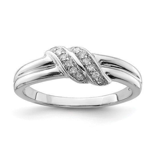 White Gold Filled Sterling Silver Double Loop Diamond Ring