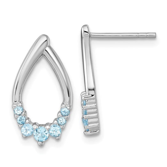White Gold Filled 7 Stone Blue Topaz Earrings