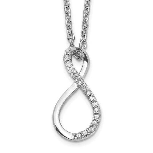 White Gold Filled Sterling Silver Twist Diamond Necklace & Pendant Set