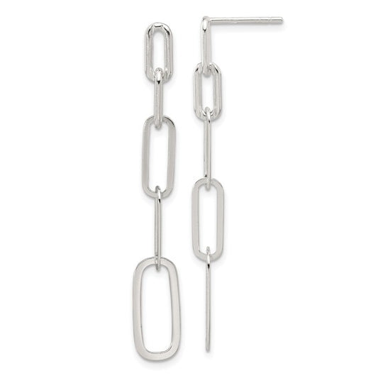 Sterling Silver Post Paperclip Dangle Earrings