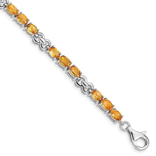 White Gold Filled Natural Citrine Triple Stone Bracelet
