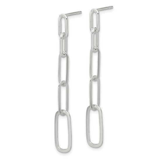 Sterling Silver Post Paperclip Dangle Earrings