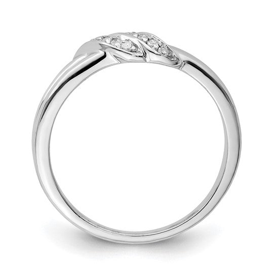 White Gold Filled Sterling Silver Double Loop Diamond Ring