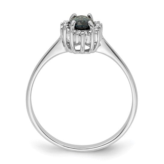 Sterling Silver Natural Sapphire & Diamond Silver Halo Ring