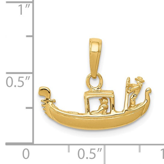 14K Yellow Gold Italian Gondola Italy Pendant 3D