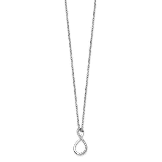 White Gold Filled Sterling Silver Twist Diamond Necklace & Pendant Set