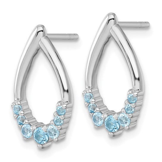 White Gold Filled 7 Stone Blue Topaz Earrings