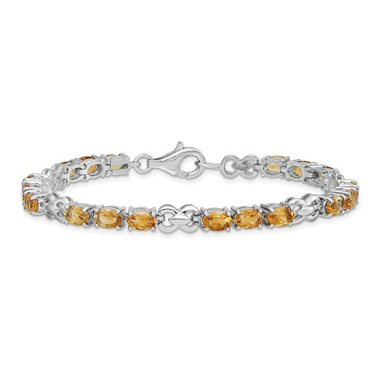 White Gold Filled Natural Citrine Triple Stone Bracelet
