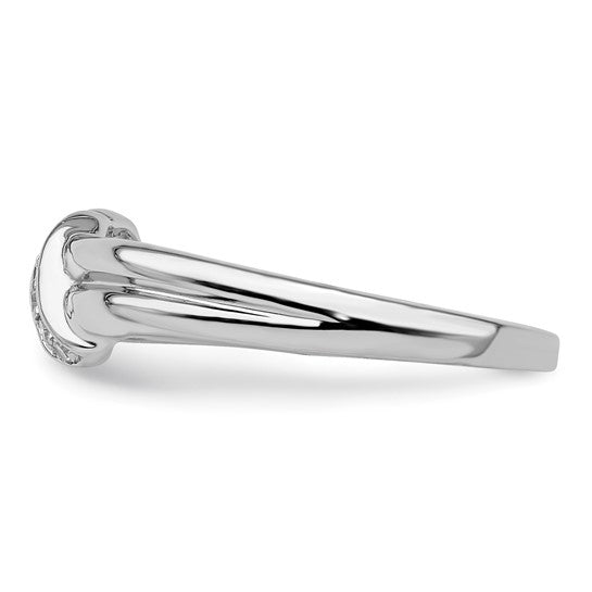 White Gold Filled Sterling Silver Double Loop Diamond Ring