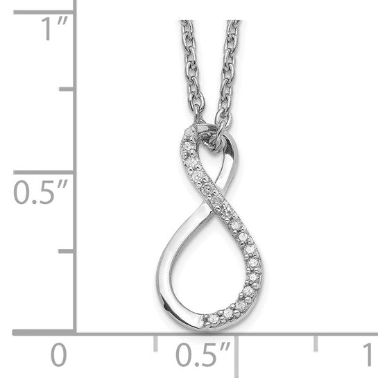 White Gold Filled Sterling Silver Twist Diamond Necklace & Pendant Set