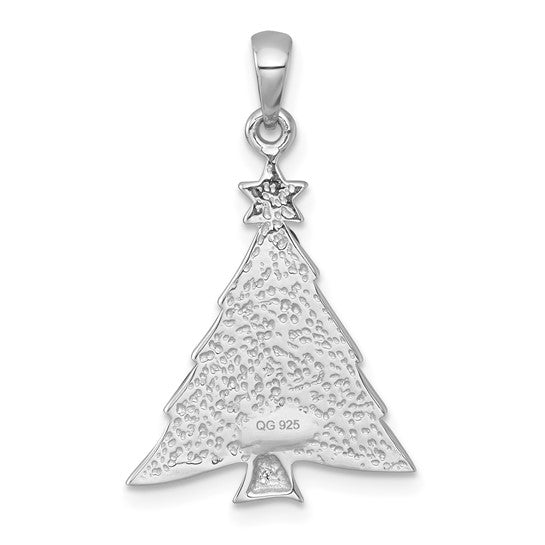 Sterling Silver Crystal Christmas Tree Pendant