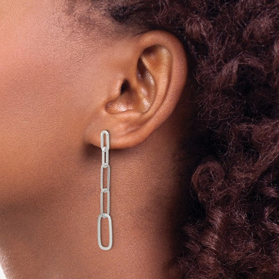 Sterling Silver Post Paperclip Dangle Earrings