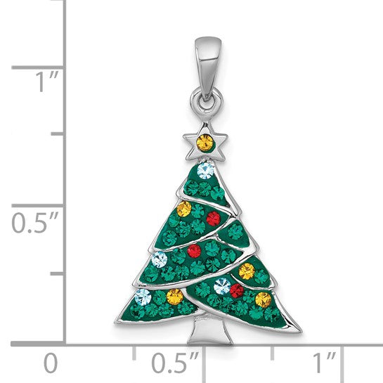 Sterling Silver Crystal Christmas Tree Pendant