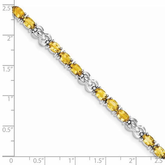 White Gold Filled Natural Citrine Triple Stone Bracelet