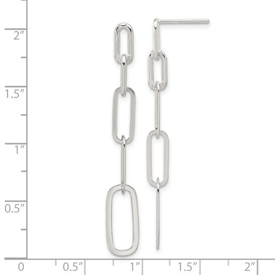 Sterling Silver Post Paperclip Dangle Earrings