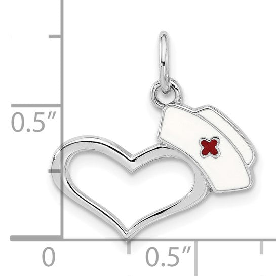 White Gold Filled Sterling Silver 1st Responder Nurse Hat Pendant