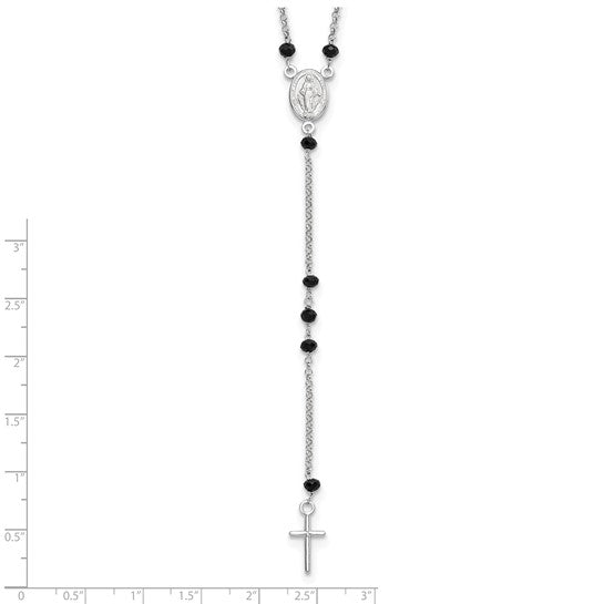 Sterling Silver Black Glass Beaded Rosary Beads