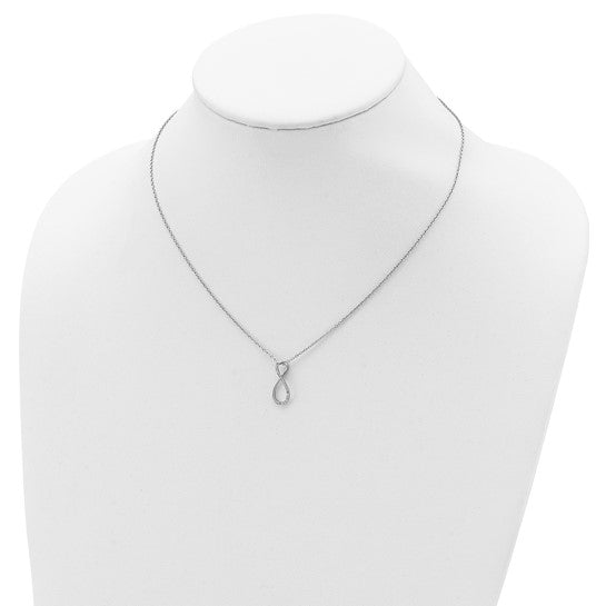 White Gold Filled Sterling Silver Twist Diamond Necklace & Pendant Set