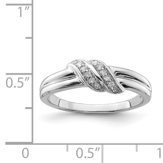 White Gold Filled Sterling Silver Double Loop Diamond Ring