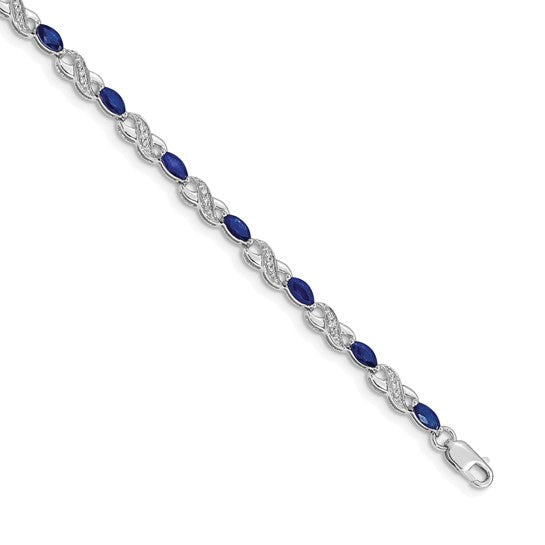 14K White Gold Yellow Gold Natural Sapphire & Diamond Bracelet Ribbon Cut