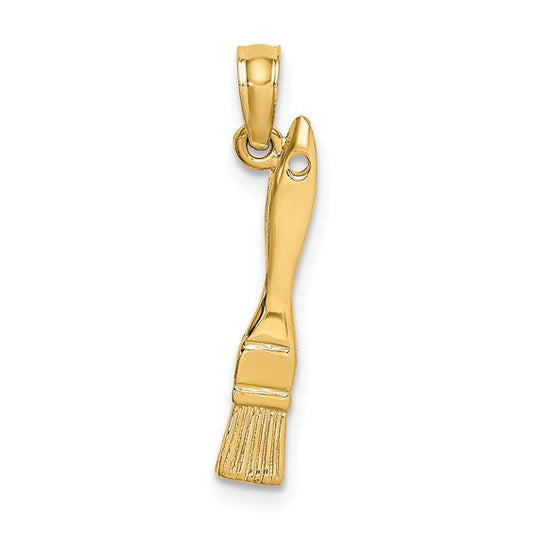 10K Yellow Gold 3D Painters Paint Brush Pendant