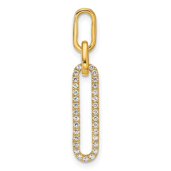 14K Yellow Gold 1/6 Carat Diamond Paperclip Pendant