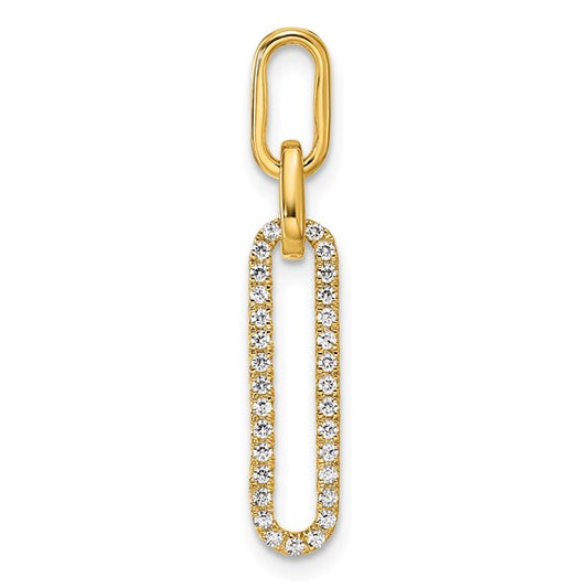 14K Yellow Gold 1/6 Carat Diamond Paperclip Pendant