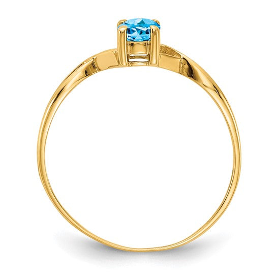 10K Yellow Gold .5 Carat Oval Blue Topaz Solitaire Ring